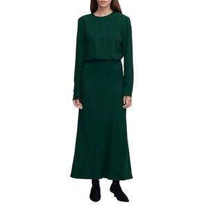 ARGENT Crosby Maxi Dress in Emerald Green Viscose Wool Crepe - Size S